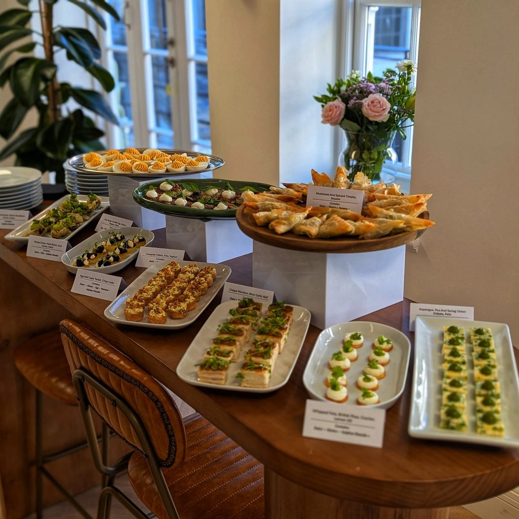 Artfully presented canapé selection for a London corporate reception